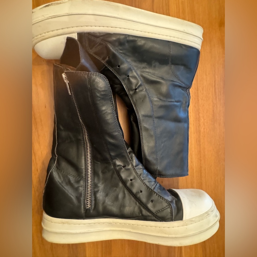 Zip Sneak boot mens 9 leather blk white